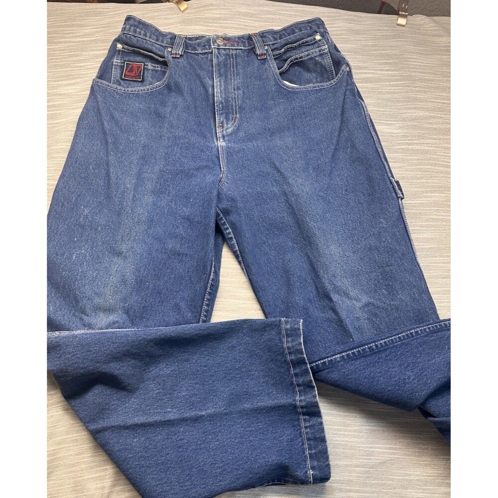 Vintage Jordache Sport Jeans Baggy Size 36x32 Cargo Pockets Rugged Red Stitching